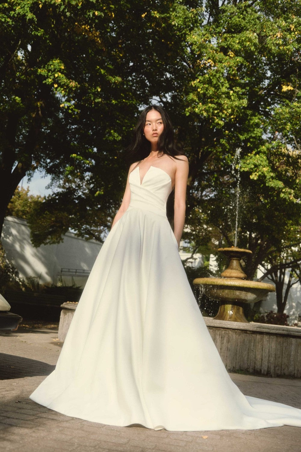 Modern Deep V Wedding Dresses with Refined Drama