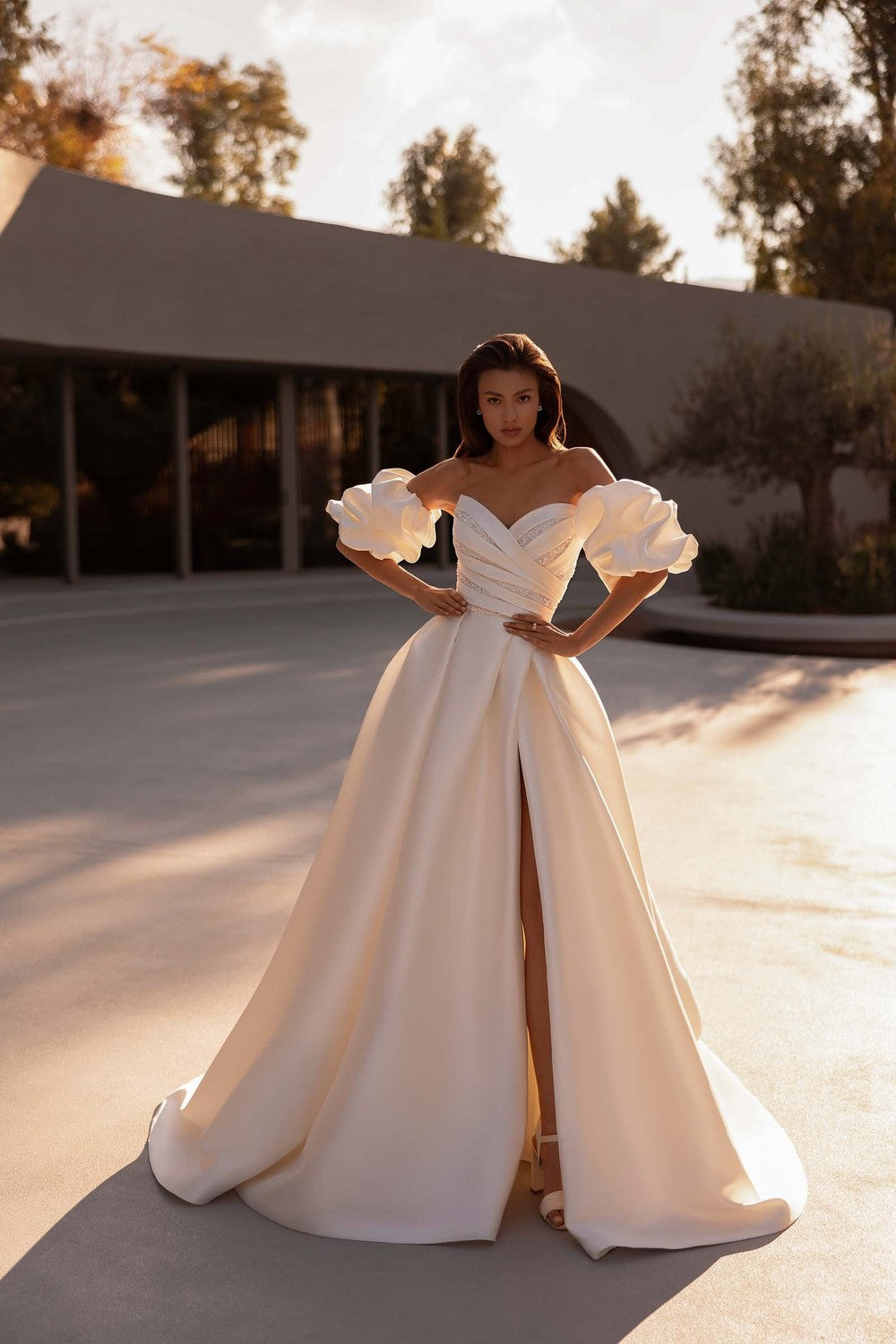 Demetrios Slit Wedding Dresses for Modern Movement