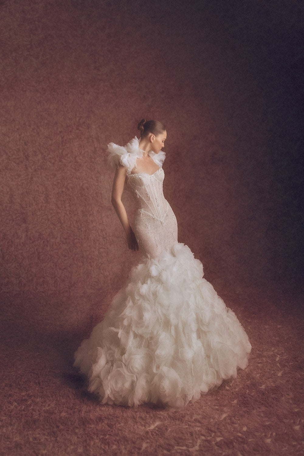 Dramatic Mermaid Wedding Dress with Floral Details and Detachable Bolero by Pnina Tornai — image 1 of 4