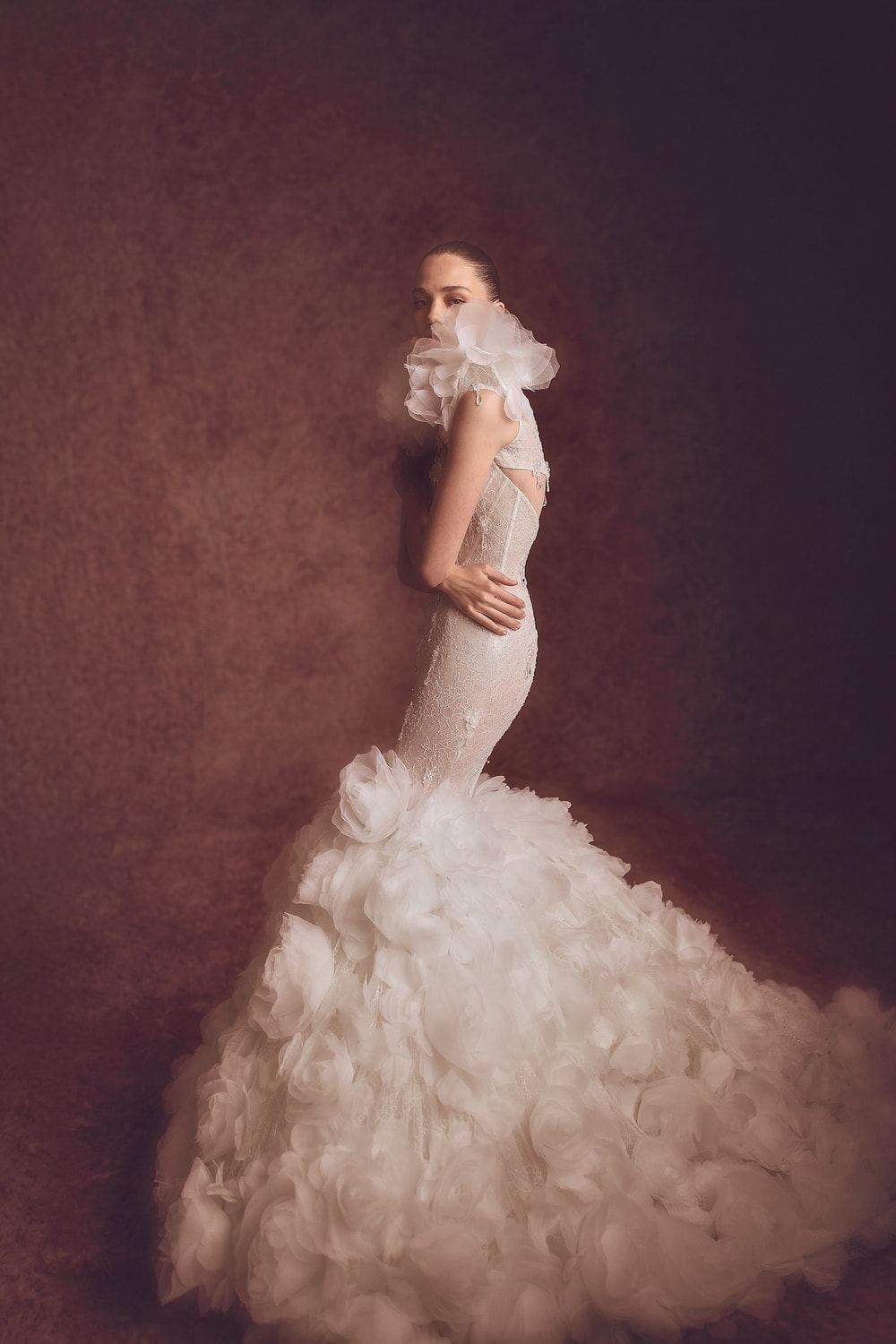 Dramatic Mermaid Wedding Dress with Floral Details and Detachable Bolero by Pnina Tornai — image 4 of 4