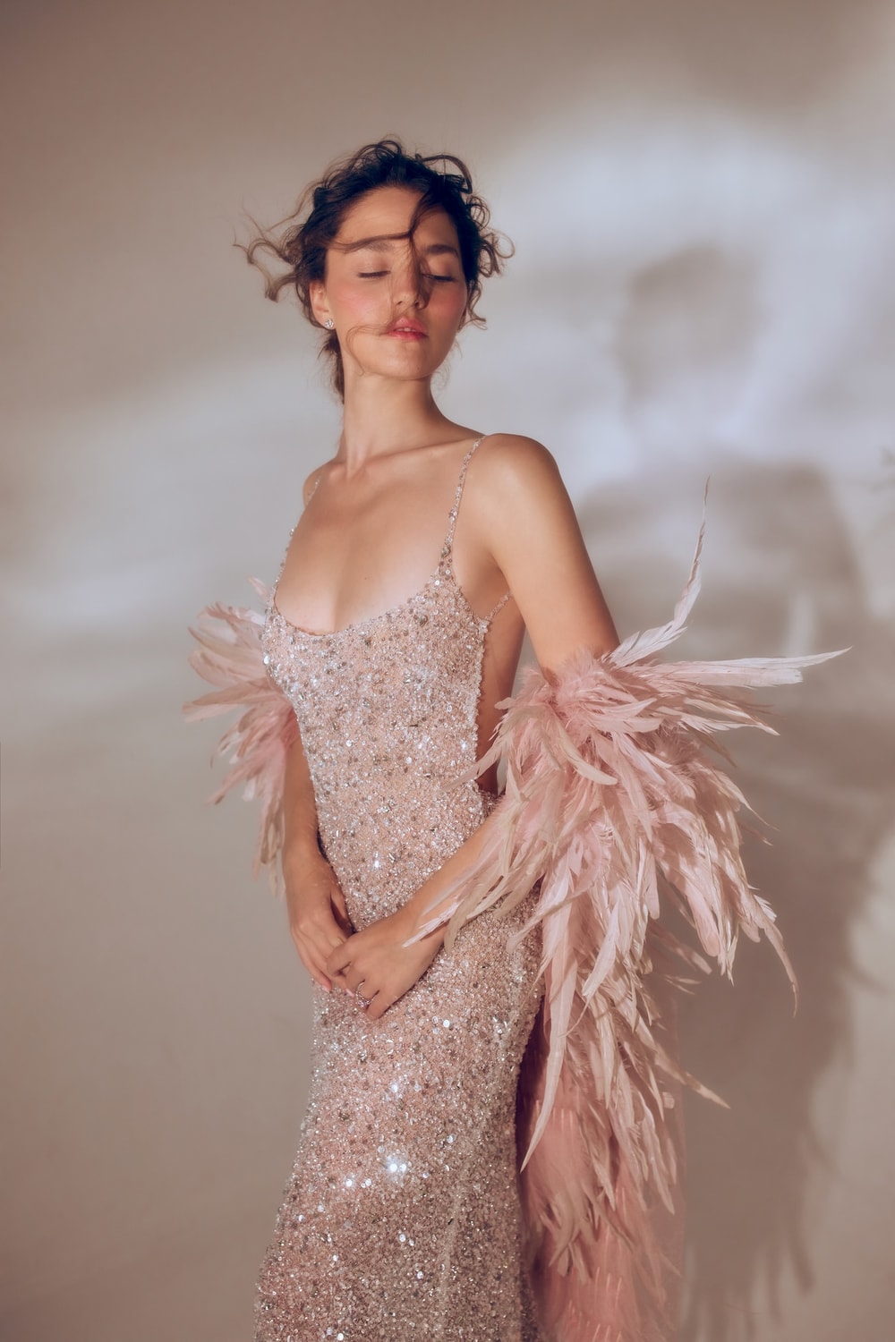 Sparkly Sexy Sheath Wedding Dress with Feathered Stole by Pnina Tornai — image 4 of 4