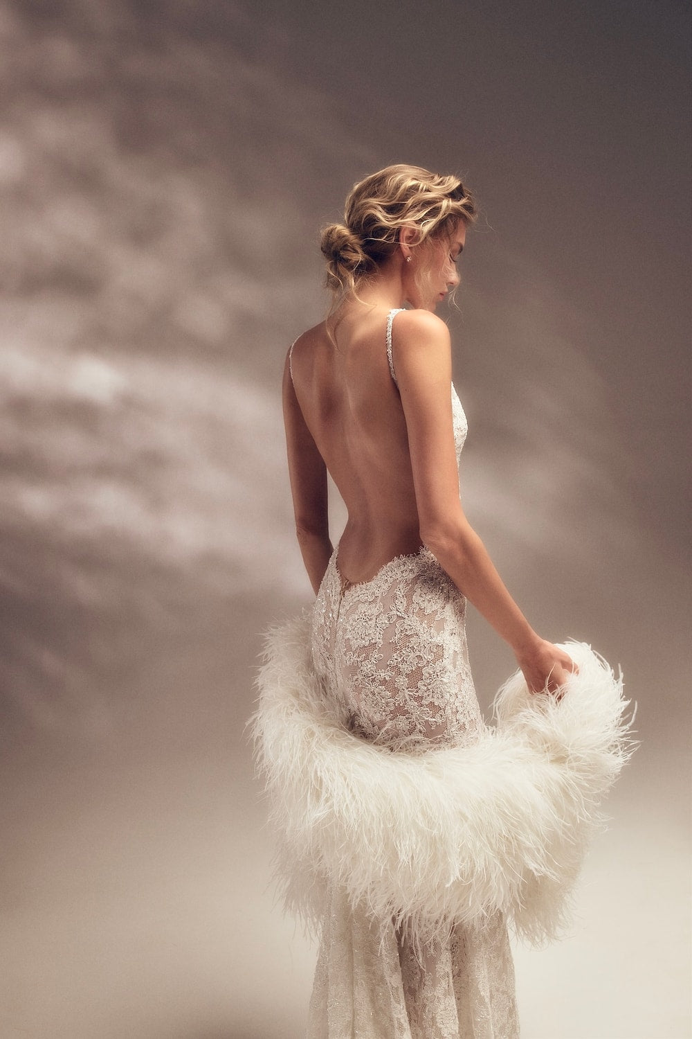 Lace Sheath Wedding Dress with Dramatic Open Back by Pnina Tornai — image 2 of 2