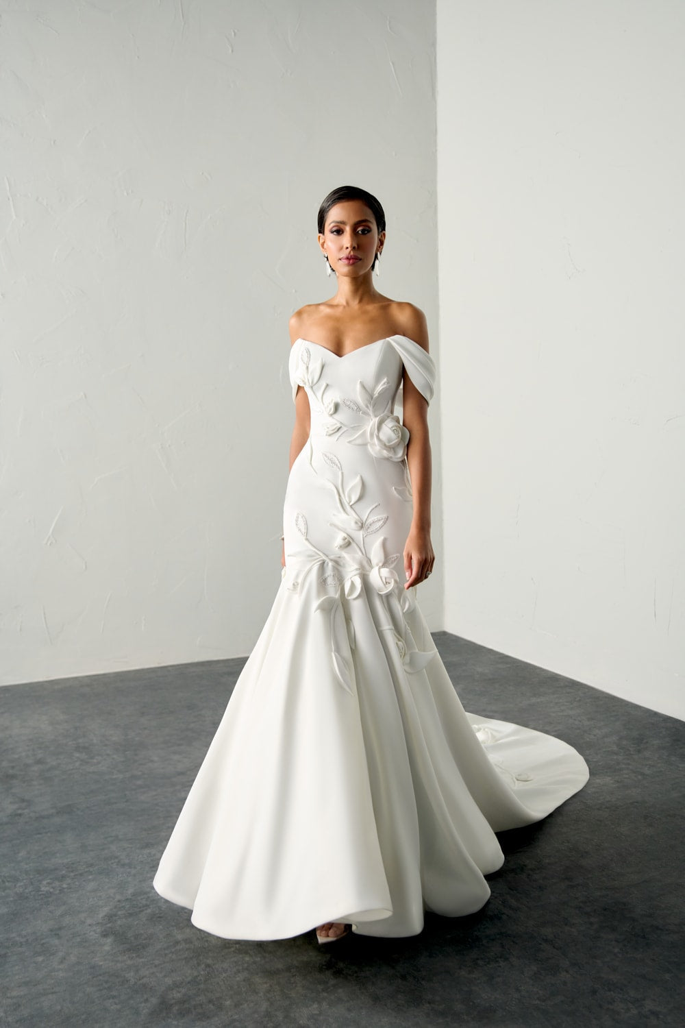 Unique and Beaded Floral Mermaid Wedding Dress by Justin Alexander — image 2 of 3
