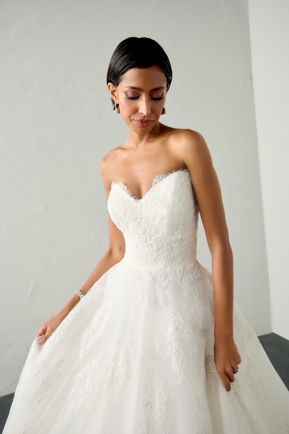 Strapless Lace A-Line Wedding Dress with Scalloped Lace Neckline by Justin Alexander Signature — image 2 of 2