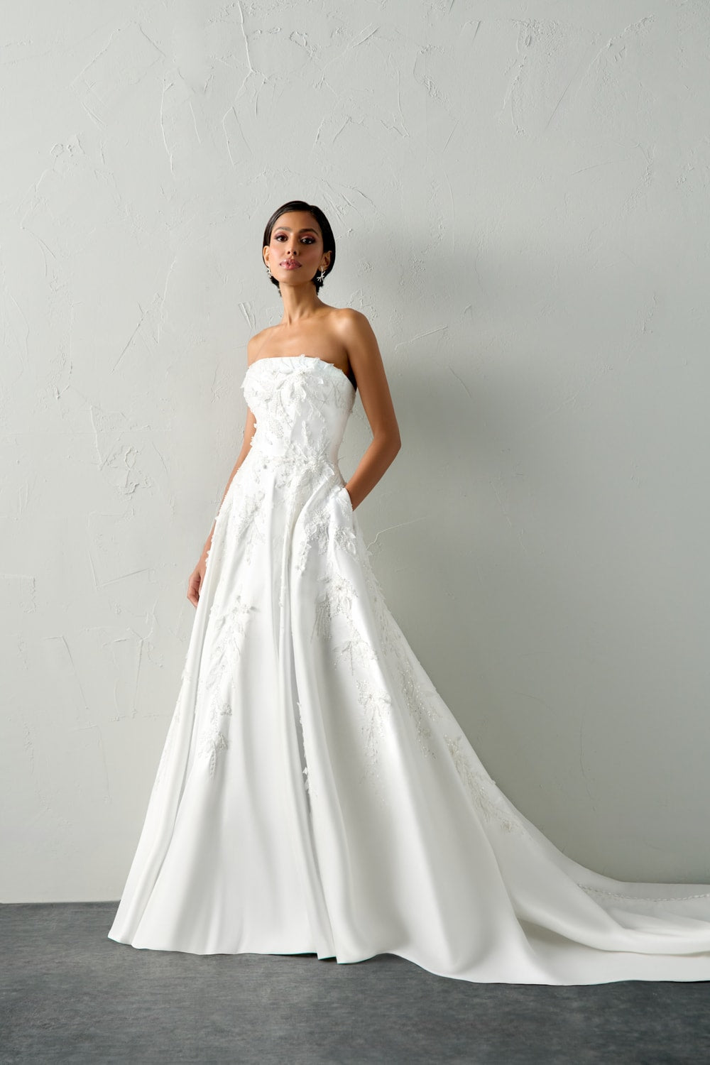 3D Floral Applique A-Line Wedding Dress by Justin Alexander Signature — image 1 of 3