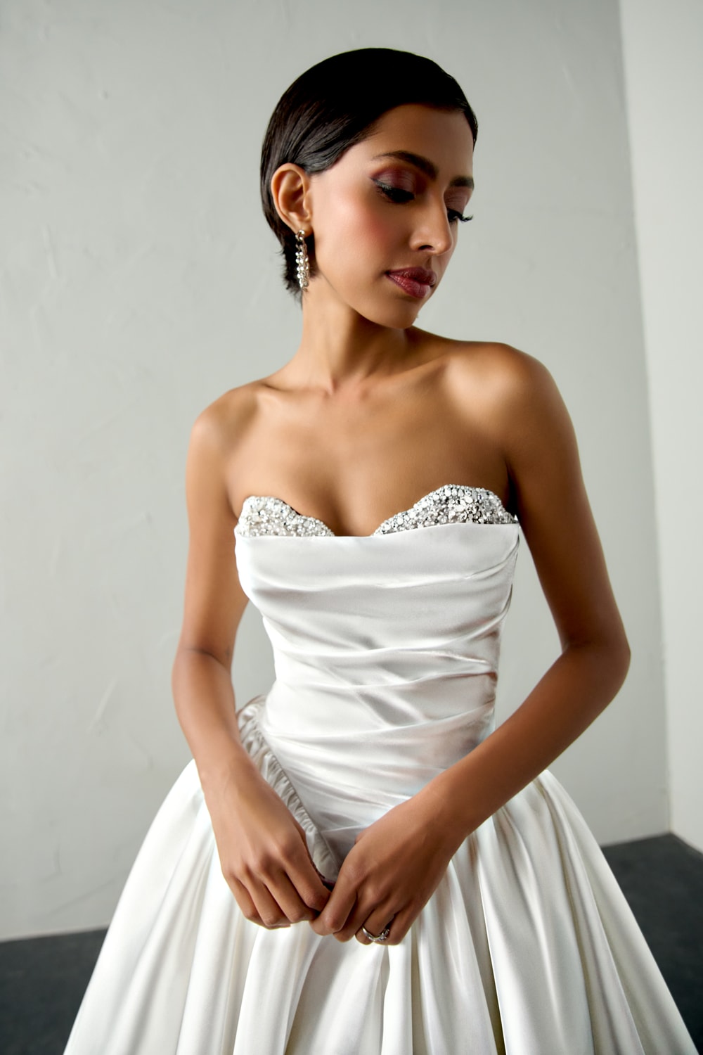 Chic and Modern Ball Gown with Sparkly Neckline by Justin Alexander Signature — image 2 of 2