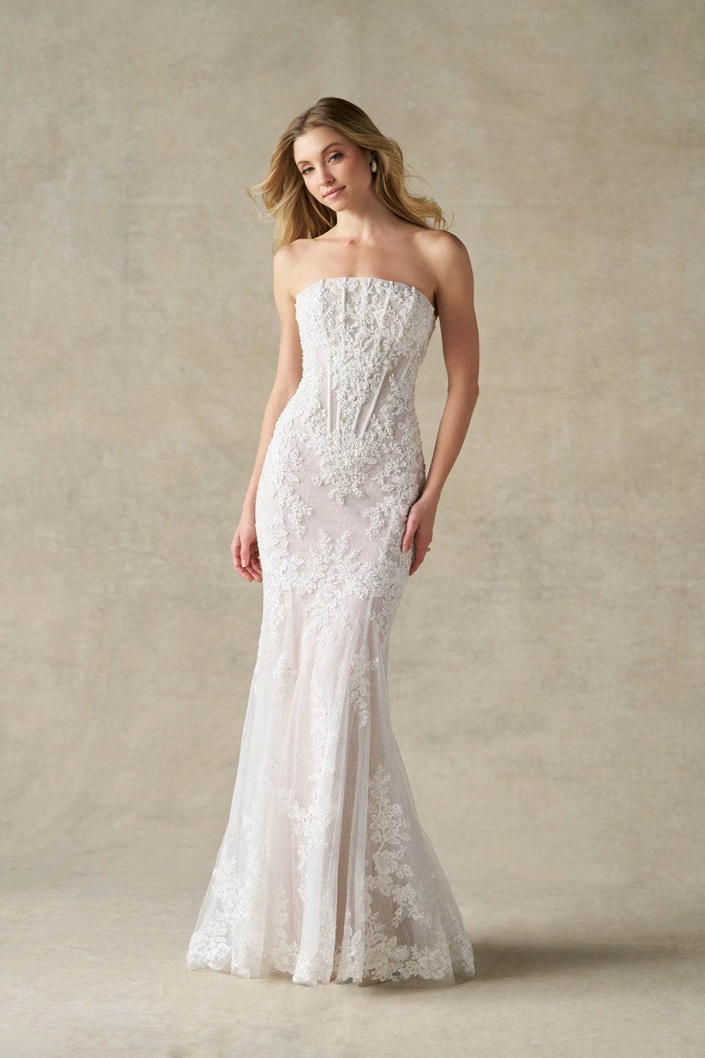 wedding dress nyc kleinfelds Justin Alexander Strapless Lace A-Line Gown Love by Pnina Tornai Lace
