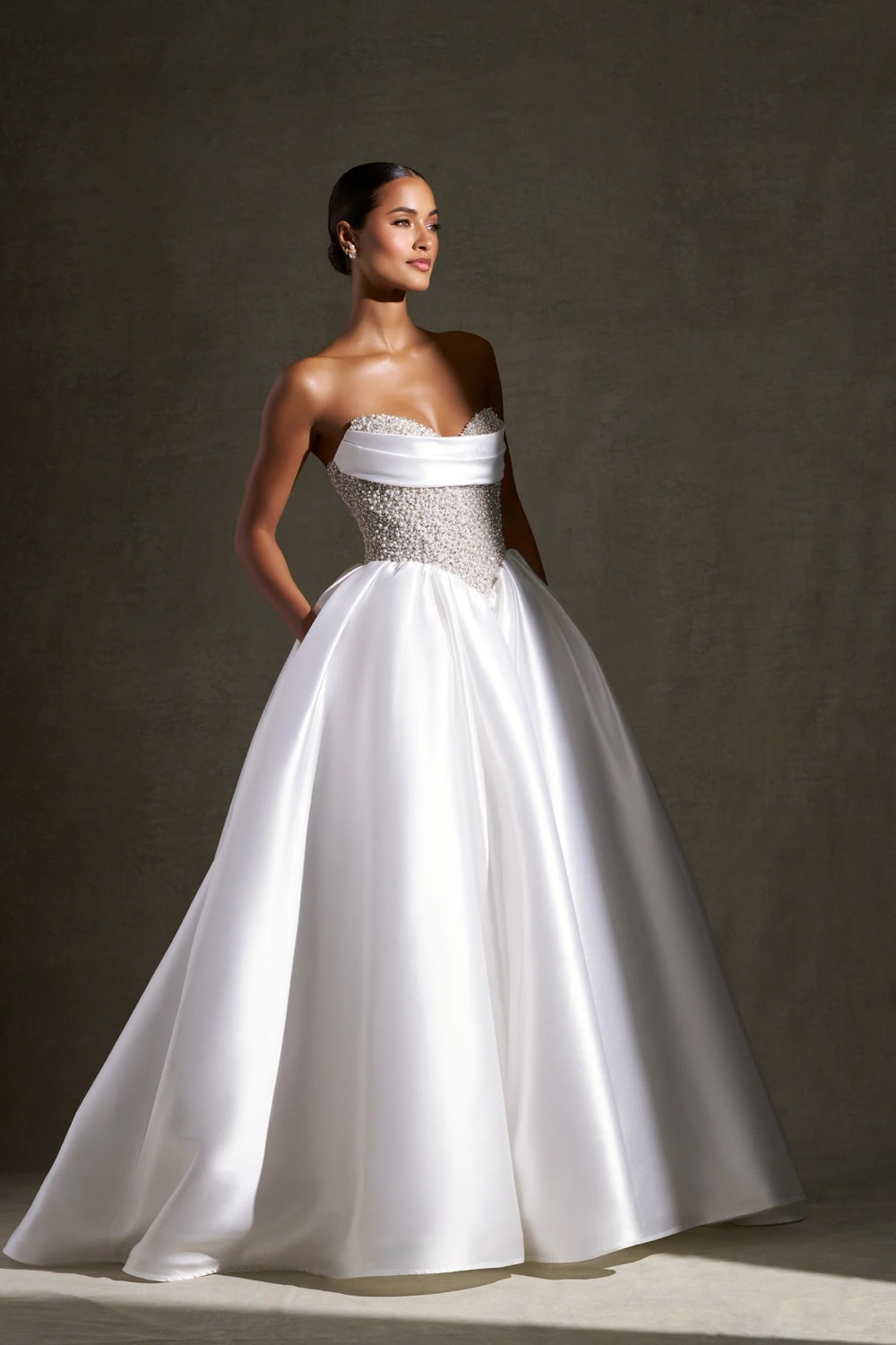 Striking Basque Waist Ball Gown with Beaded Bodice by Allure Bridals β image 1 of 4