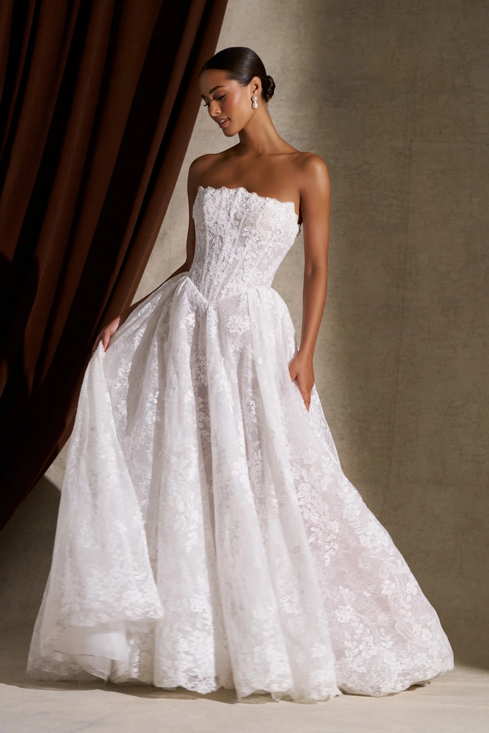 Plus-Size Soft Romantic Strapless Ball Gown with Basque Waist by Allure Bridals — image 1 of 3
