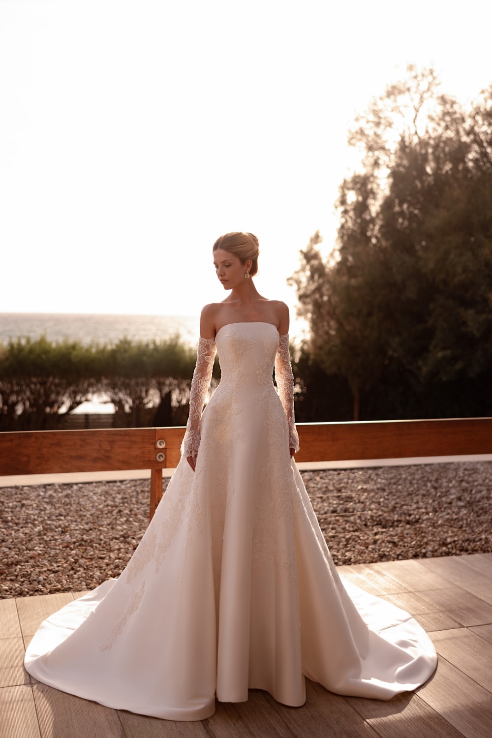 Plus-Size Elegant Beaded Lace A-Line Wedding Dress by Demetrios — image 1 of 2