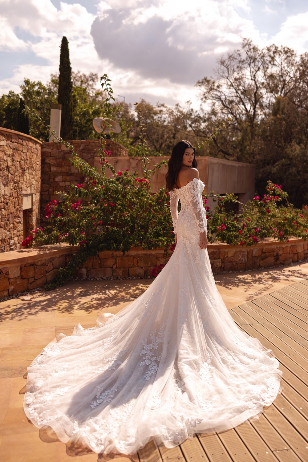 Plus-Size Off-The-Shoulder Embellished Mermaid Wedding Dress by Demetrios — image 2 of 2