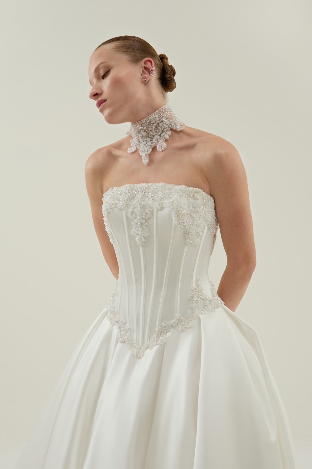 Sculptural Ball Gown with Beaded Embellishments by Demetrios — image 2 of 3