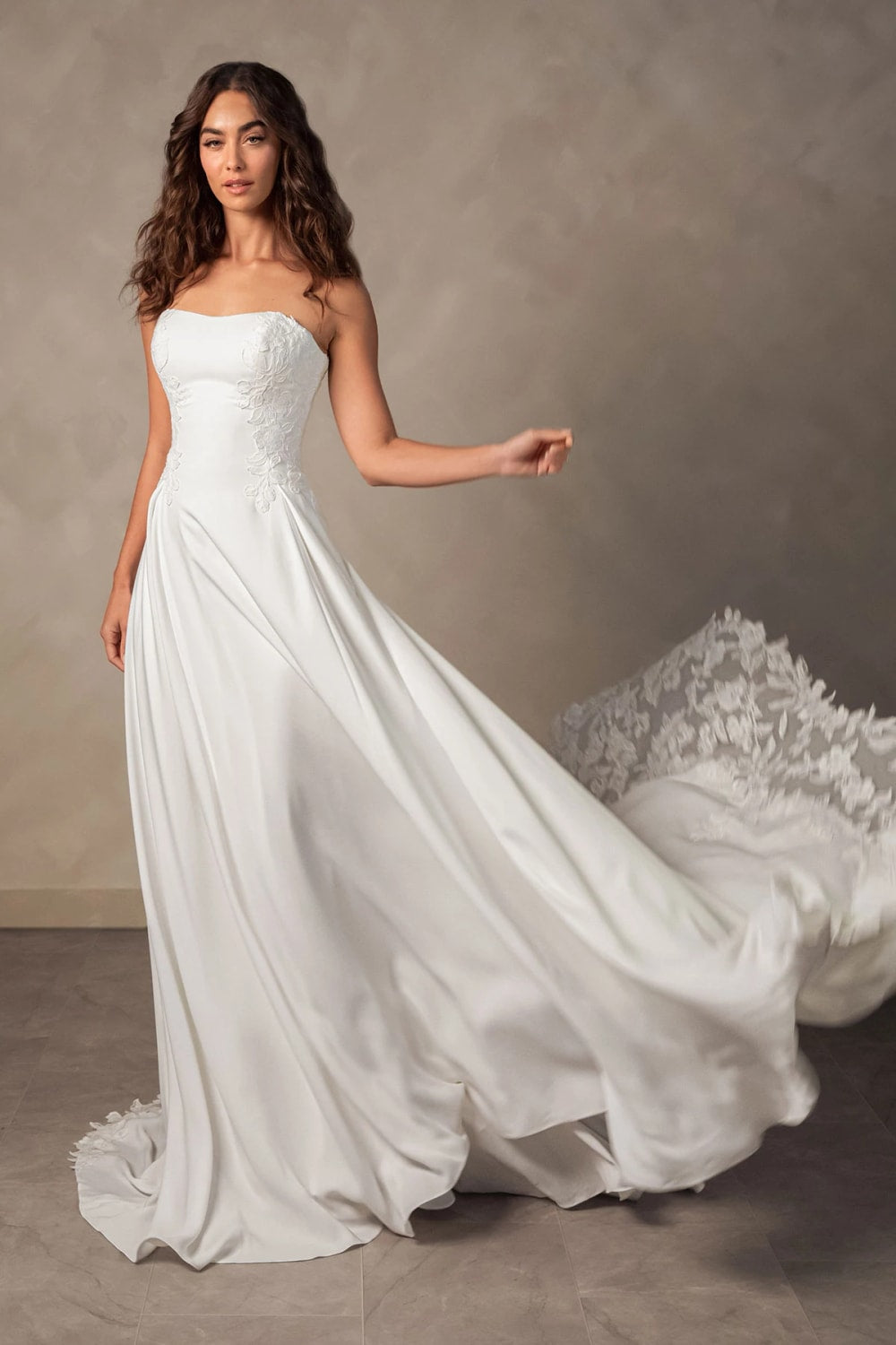 Sweetheart A-Line Wedding Dress with Floral Details by Essense of Australia — image 2 of 3