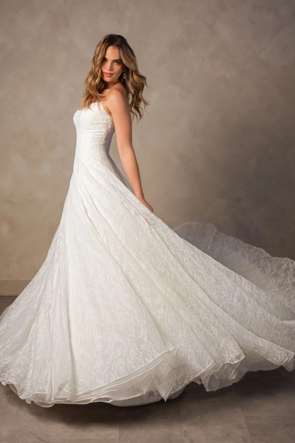 Strapless All Over Lace A-Line Wedding Dress by Essense of Australia — image 2 of 3