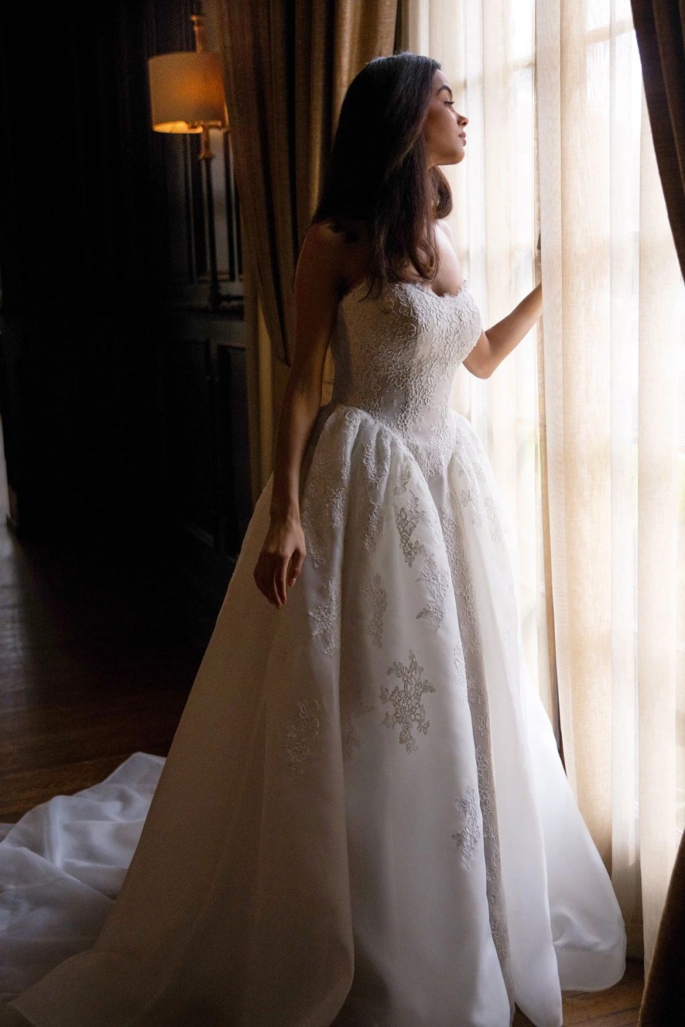 Lace and Organza Ballgown with Sweetheart Neckline by Essense of Australia — image 1 of 3