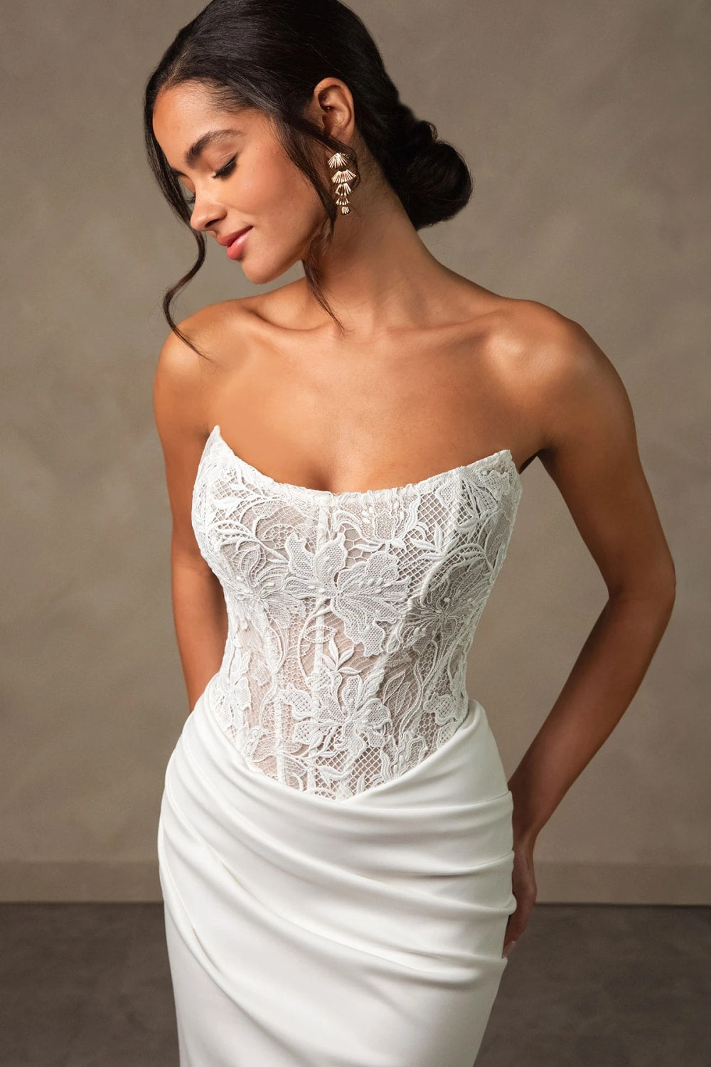 Strapless Sheath Wedding Dress with Exposed Boning by Essense of Australia β image 2 of 3
