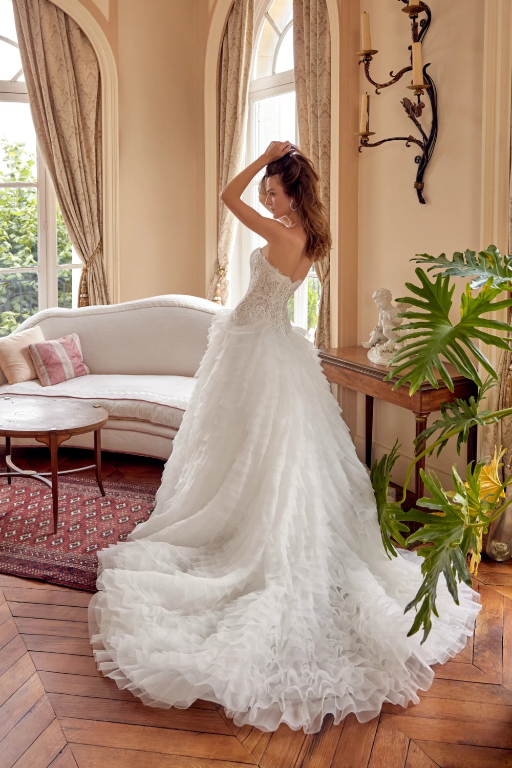 Lace Bodice Ballgown with Tiered Ruffle Skirt by Justin Alexander — image 4 of 4