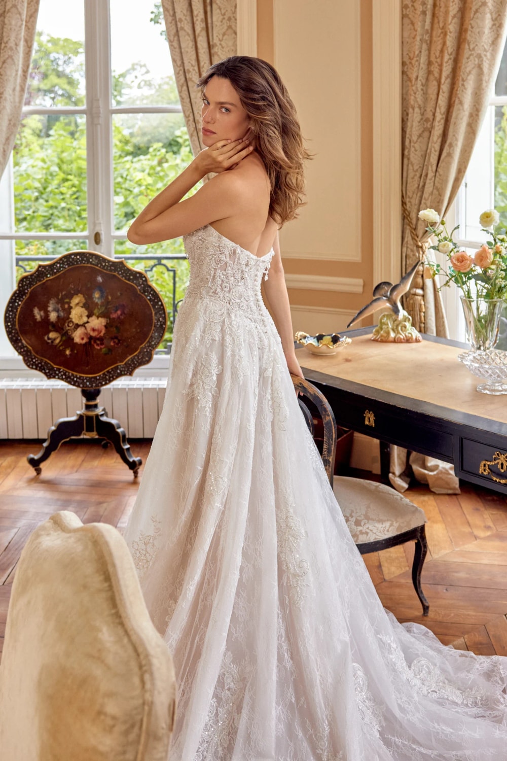 Strapless Lace A-Line Wedding Dress with Beading by Justin Alexander — image 3 of 3