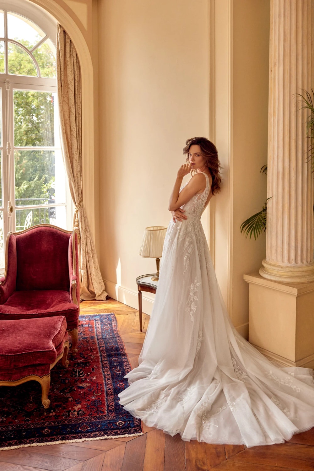Sparkly Tulle A-Line Wedding Dress with V-Neck by Justin Alexander — image 5 of 5