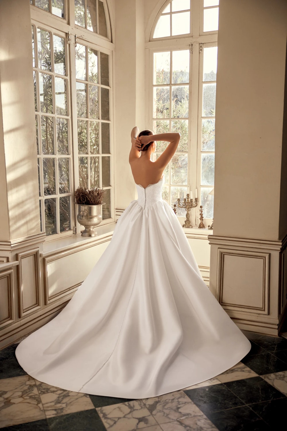 Modern Strapless Ball Gown with Corded Alençon Lace Bodice by Justin Alexander Signature — image 4 of 4