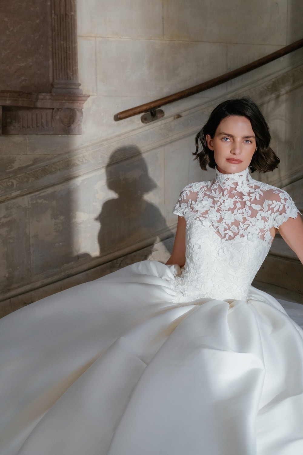 Classic and Modern High Neck Ball Gown with Cap Sleeves by Sareh Nouri — image 3 of 4