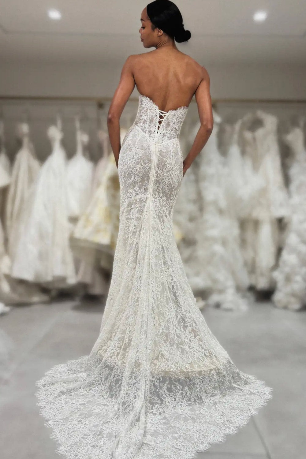 Sexy All Over Lace Sheath Wedding Dress by Love by Pnina Tornai — image 3 of 3