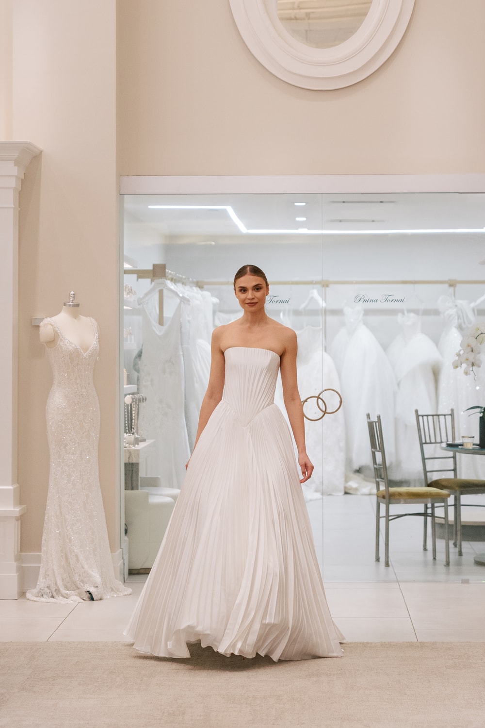 Love by Pnina Tornai Pleated A-Line Gown Love by Pnina Tornai Pleated A-Line Gown