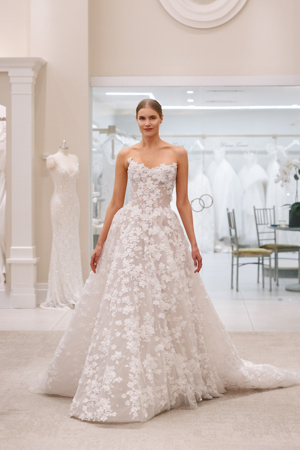 Strapless Floral A-Line Wedding Dress by Love by Pnina Tornai — image 2 of 2