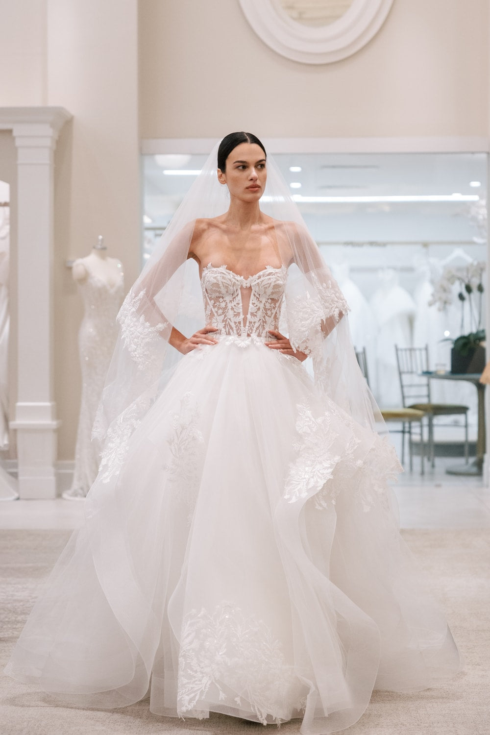 Romantic Ball Gown with Floral Lace Detailing by Love by Pnina Tornai — image 1 of 4