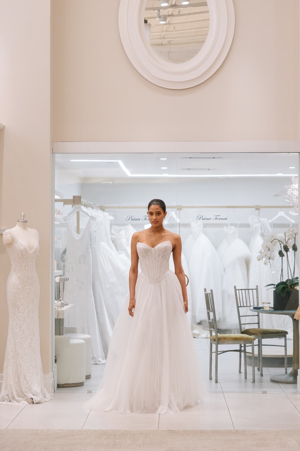 Ruched Tulle A-Line Wedding Dress by Love by Pnina Tornai — image 1 of 4