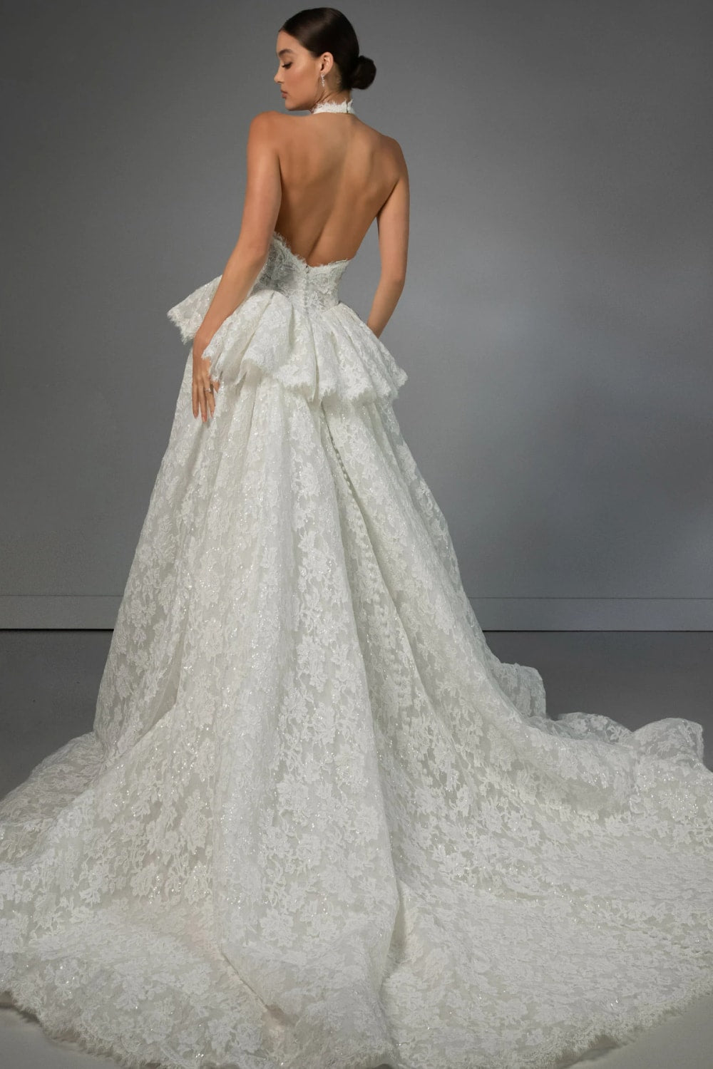 High-Neck Romantic Lace Ball Gown with Detachable Peplum by Martina Liana Luxe β image 3 of 5