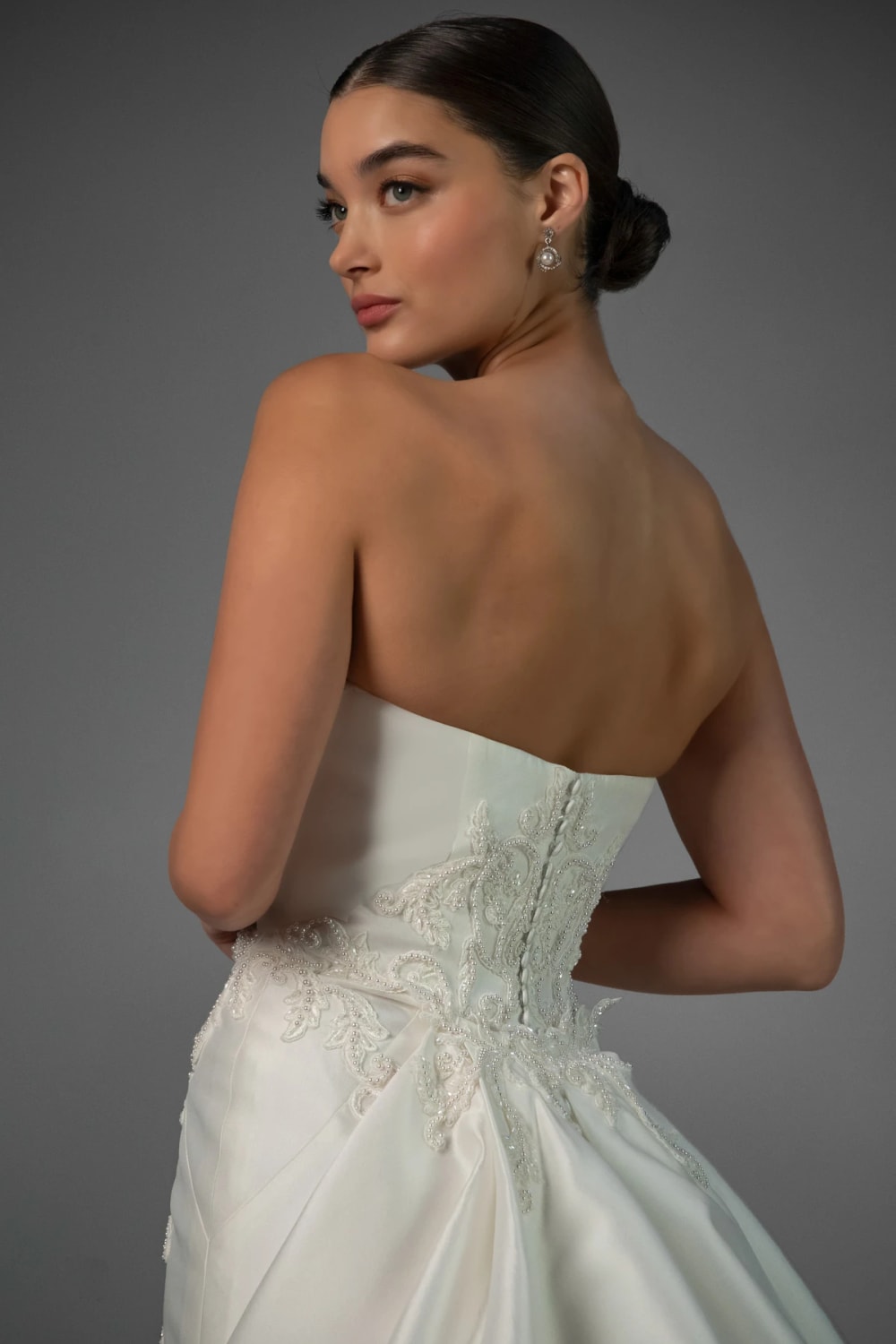Strapless Sheath Wedding Dress with Intricate Detailing and Detachable Train by Martina Liana Luxe — image 4 of 5