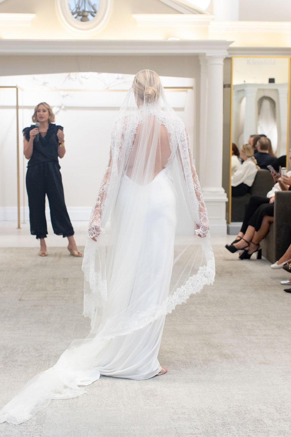 Sexy and Modern Lace Long Sleeve Sheath Wedding Dress with an Open Back by Martina Liana for Kleinfeld — image 2 of 2