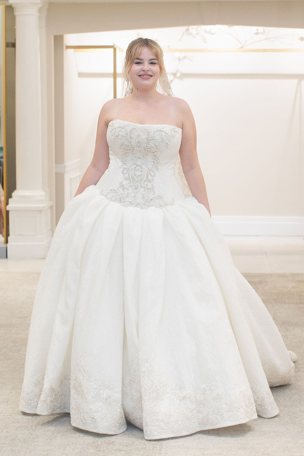 Plus-Size Regal Strapless Ball Gown with Beaded Details by Martina Liana for Kleinfeld