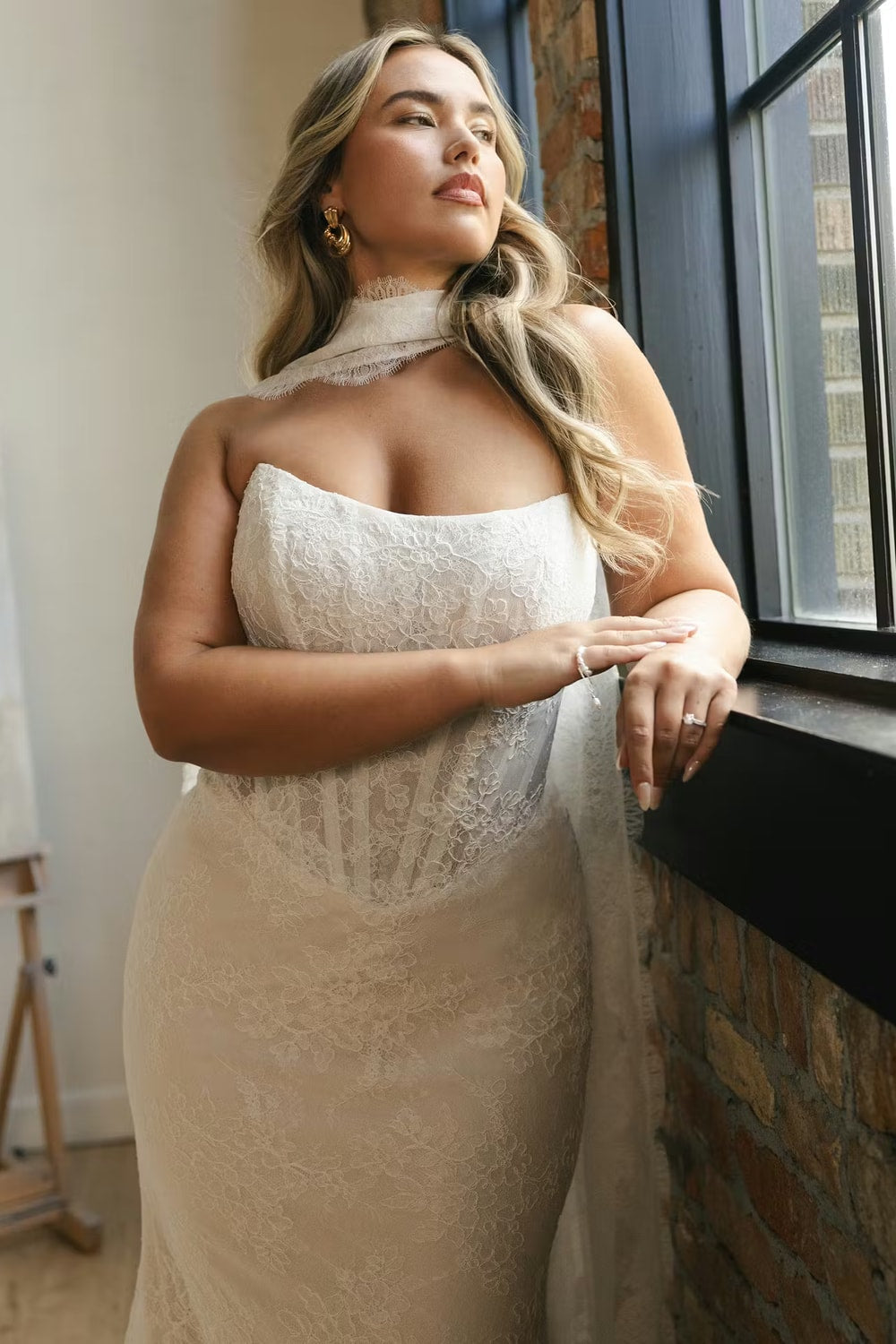Plus-Size Simple Lace Strapless Sheath Wedding Dress by Maggie Sottero — image 5 of 5