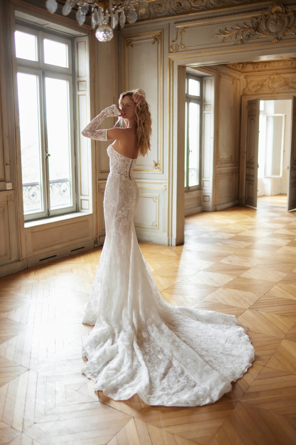 Romantic and Floral Lace Fit-And-Flare Wedding Dress by Netta BenShabu Elite Couture — image 3 of 3