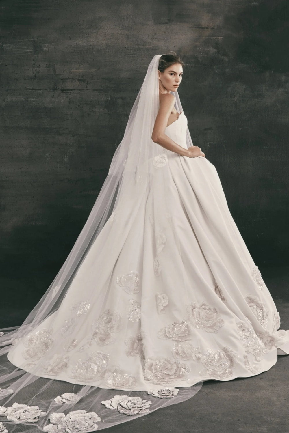 Sweetheart Dramatic Ball Gown with Rosette Detailing by Nicole + Felicia — image 2 of 2