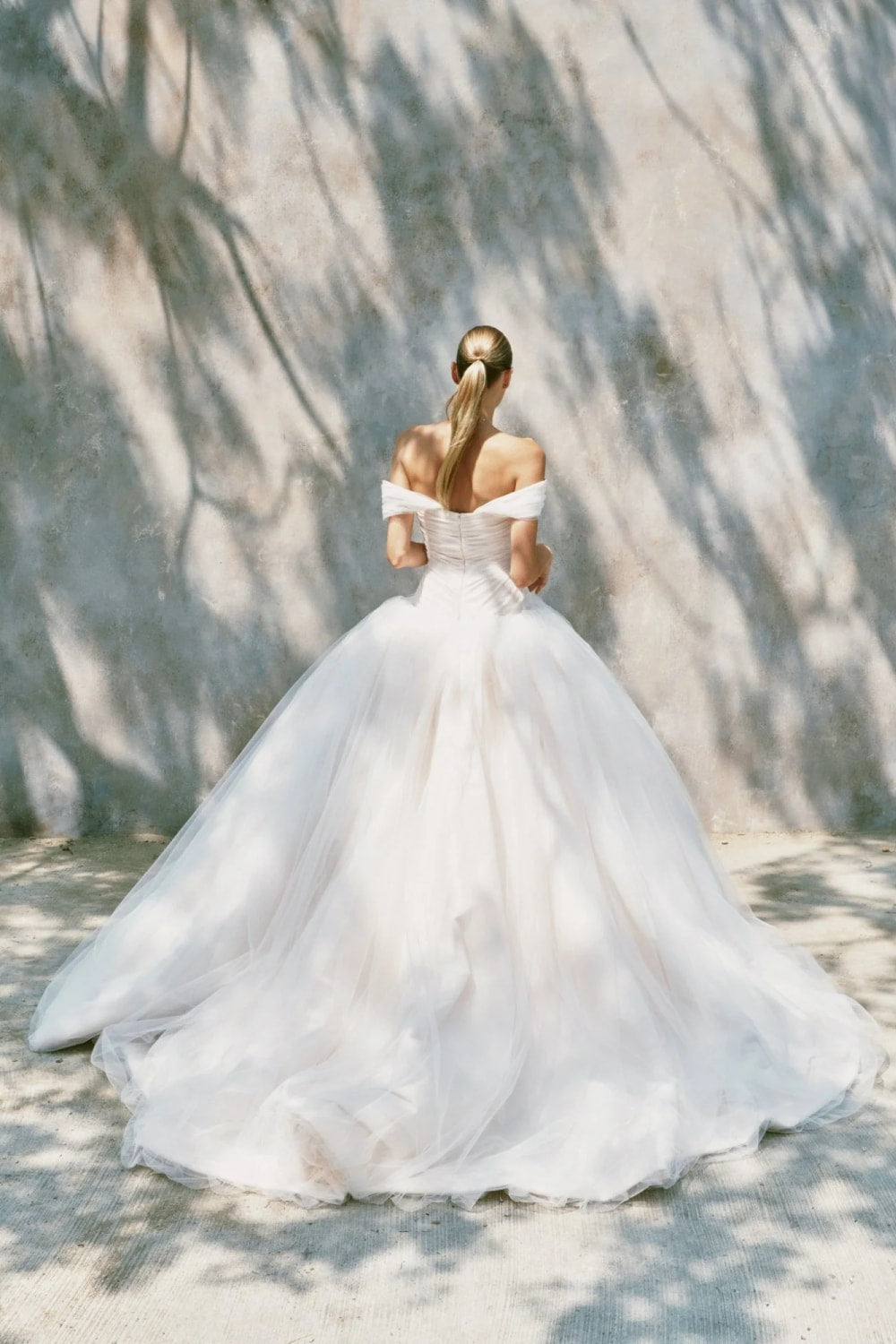 Soft Blush Pink Off-The-Shoulder Romantic Ball Gown by Nicole + Felicia — image 2 of 2