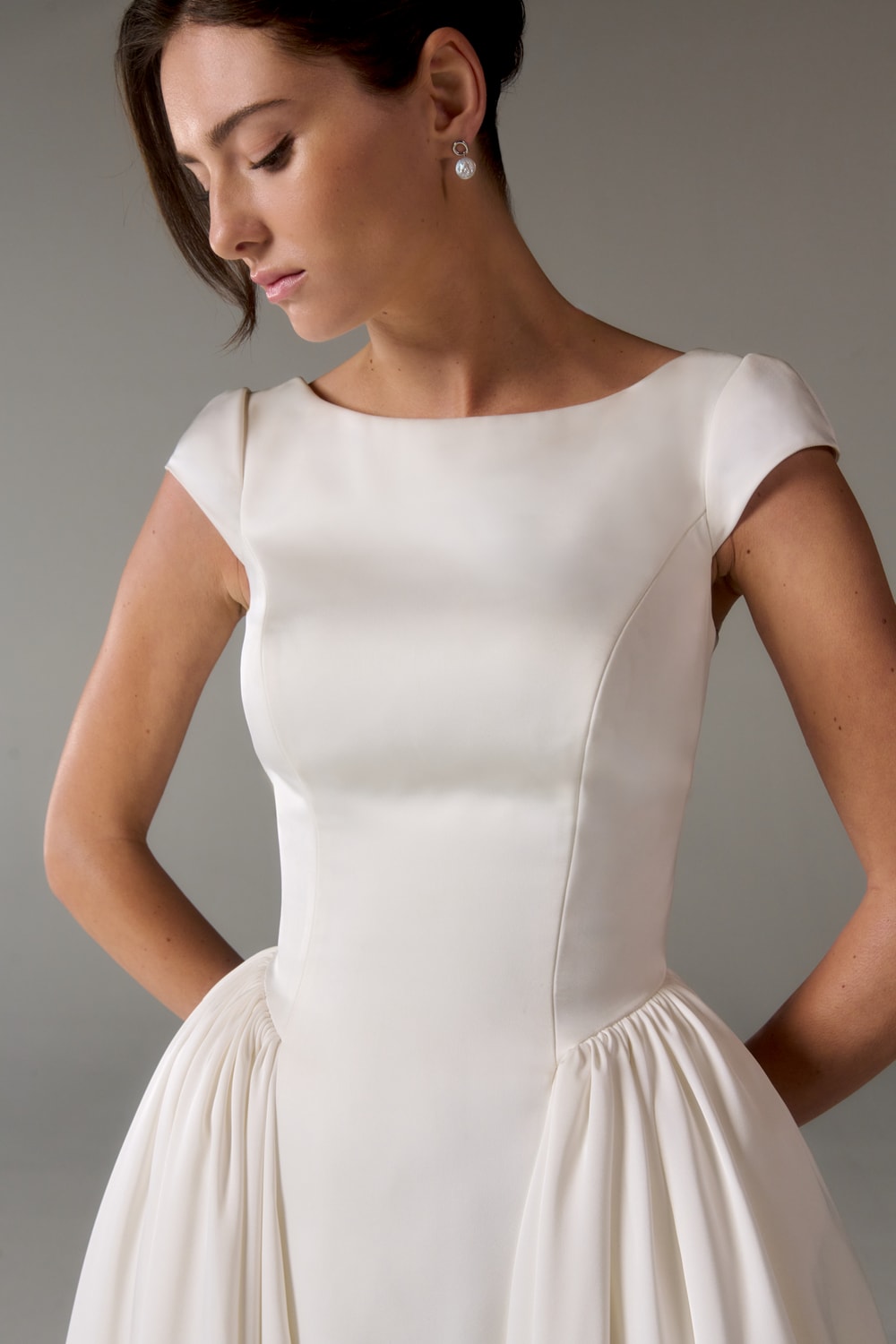 Sophisticated and Clean A-Line Wedding Dress by Poeza — image 2 of 2