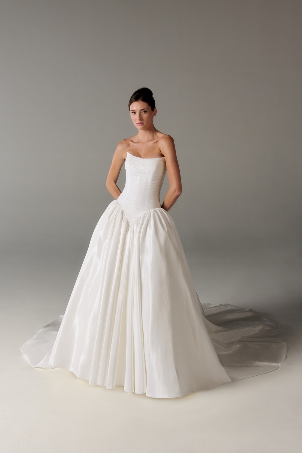 Strapless Ball Gown with Dramatic Detachable Sleeves by Poeza — image 2 of 3