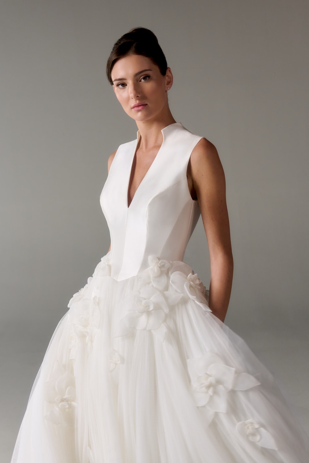 Dramatic Tulle Ball Gown with Flowers by Poeza — image 1 of 2