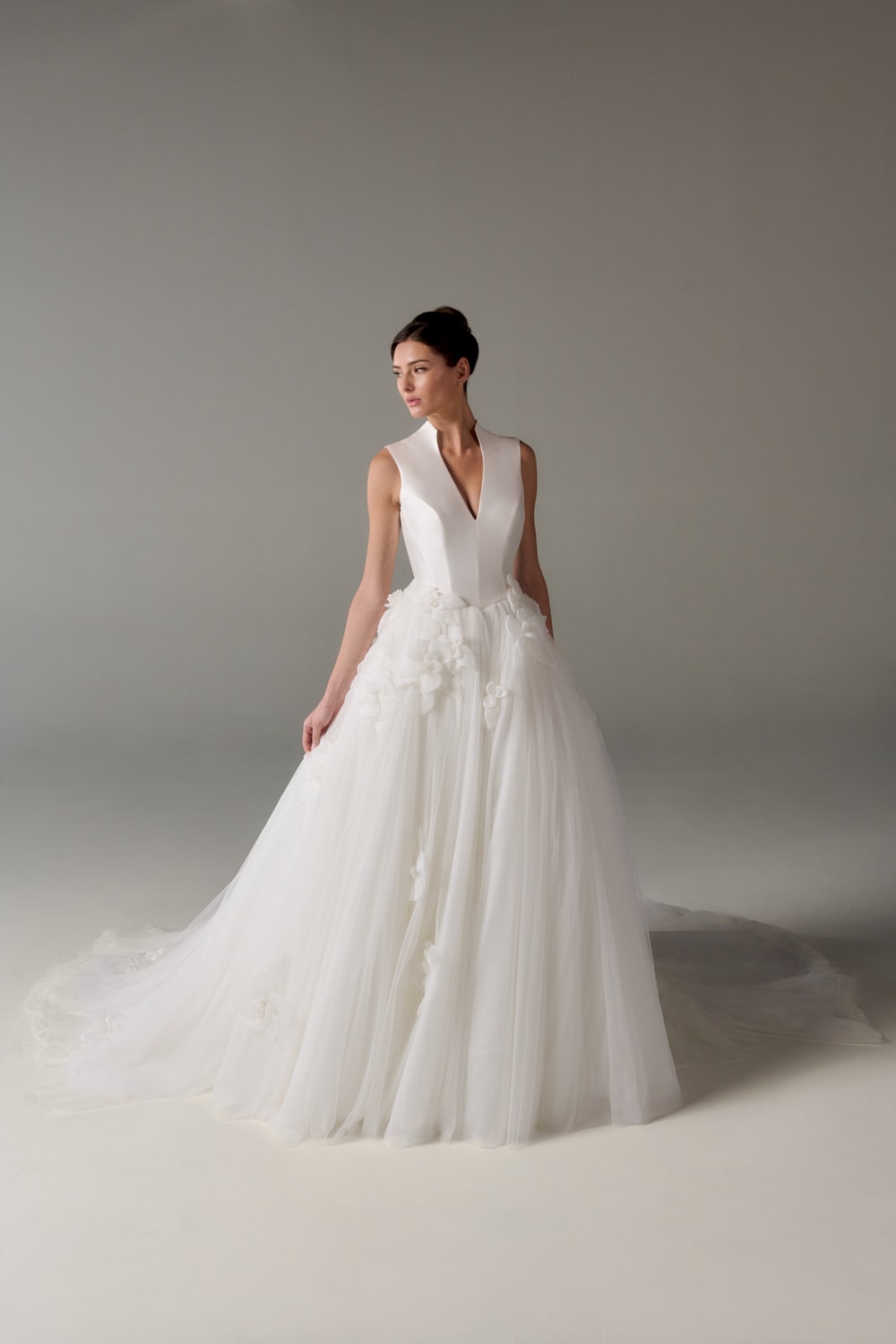 Dramatic Tulle Ball Gown with Flowers by Poeza — image 2 of 2