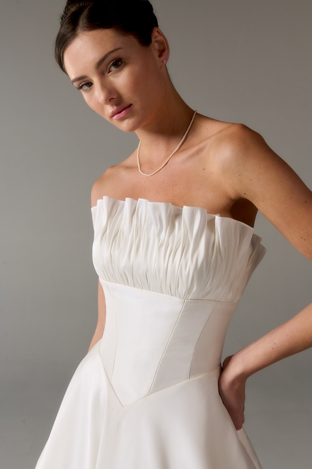 Unique and Simple A-Line Wedding Dress with Tulip Neckline by Poeza — image 2 of 2