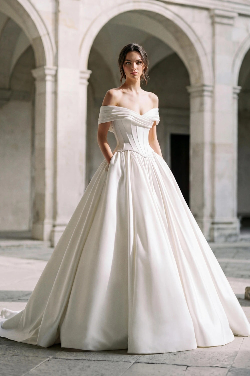 Romantic Off-The-Shoulder Ball Gown by Pronovias — image 1 of 2