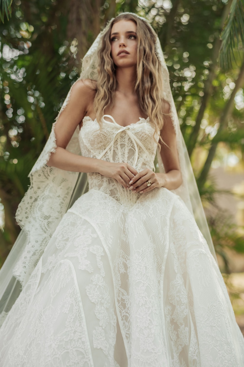 Classic and Romantic Lace Basque Waist Ball Gown by Hayley Paige — image 1 of 5