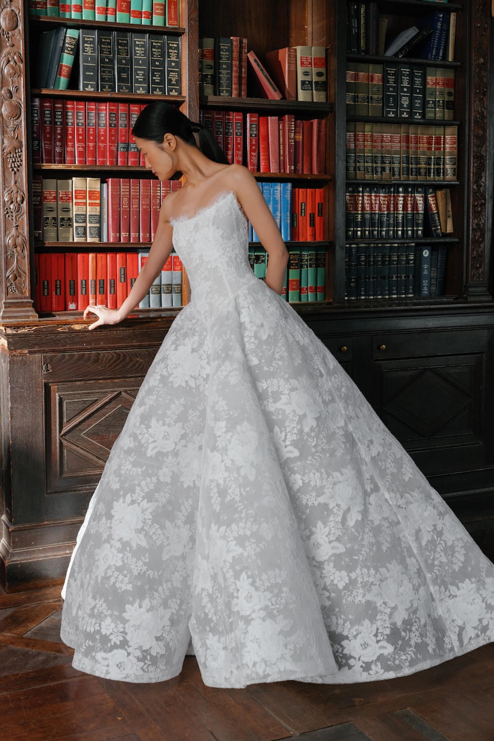 Dramatic and Embroidered Lace Ball Gown with Basque Waist by Sareh Nouri — image 2 of 5