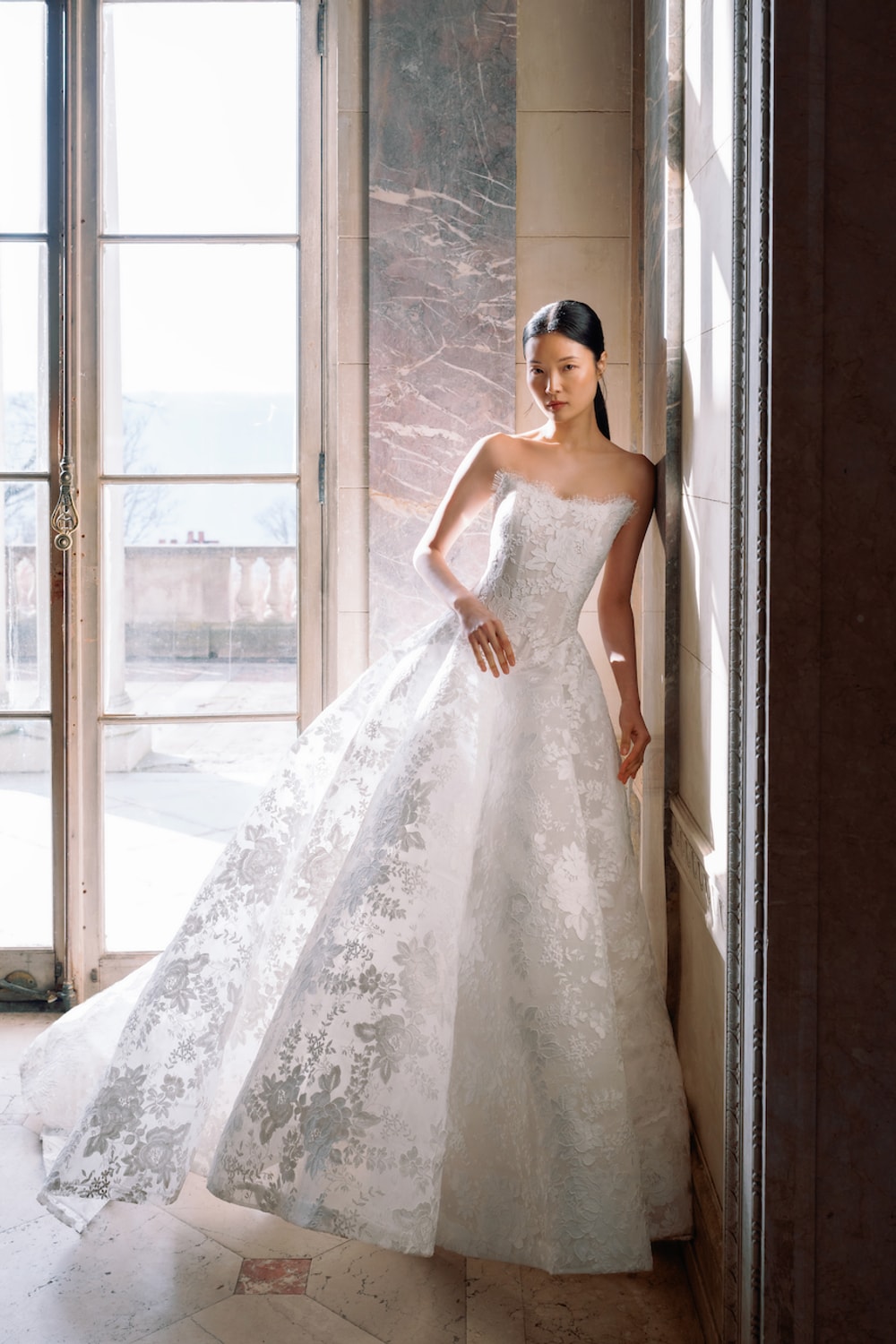Dramatic and Embroidered Lace Ball Gown with Basque Waist by Sareh Nouri — image 5 of 5