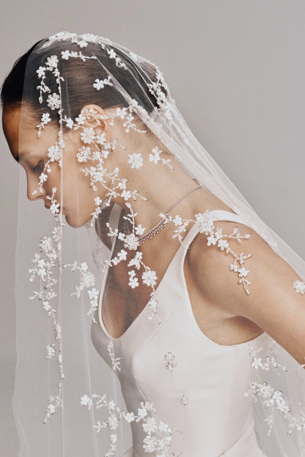 Simple Scoop Neck Wedding Dress with Detachable Jacket by Nicole + Felicia For Kleinfeld — image 5 of 5