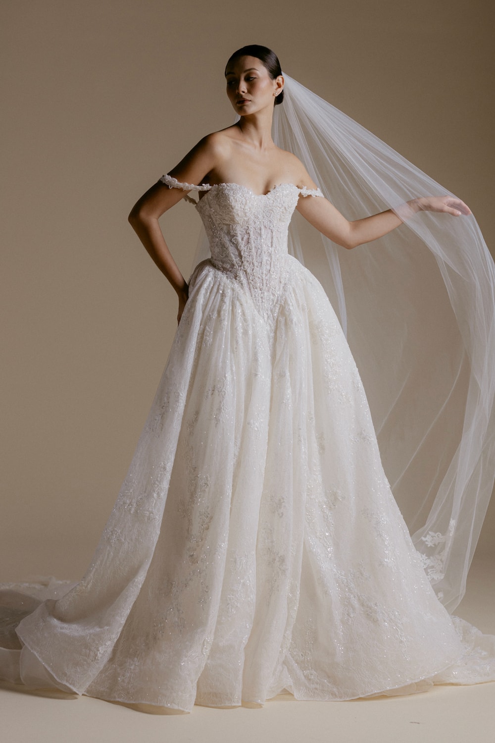Ethereal Off-The-Shoulder Tulle Ball Gown by Viola Chan for Kleinfeld — image 4 of 4