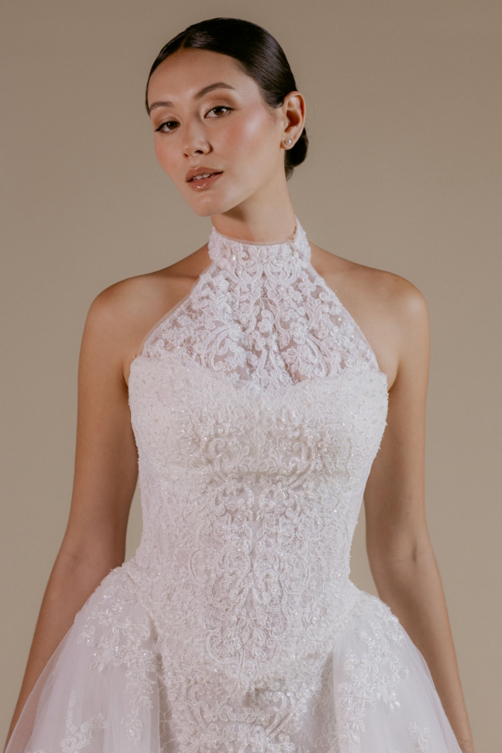 Romantic Fit-And-Flare Wedding Dress with Detachable Overskirt by Viola Chan for Kleinfeld — image 2 of 4